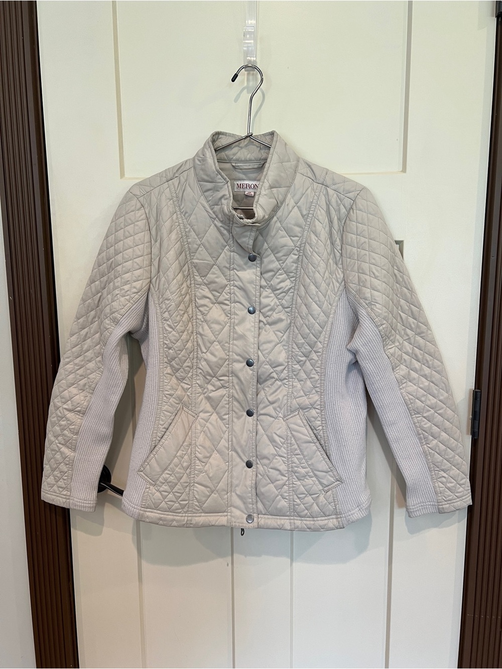 Merona Light Tan Quilted Snap-Front with Zipper Jacket